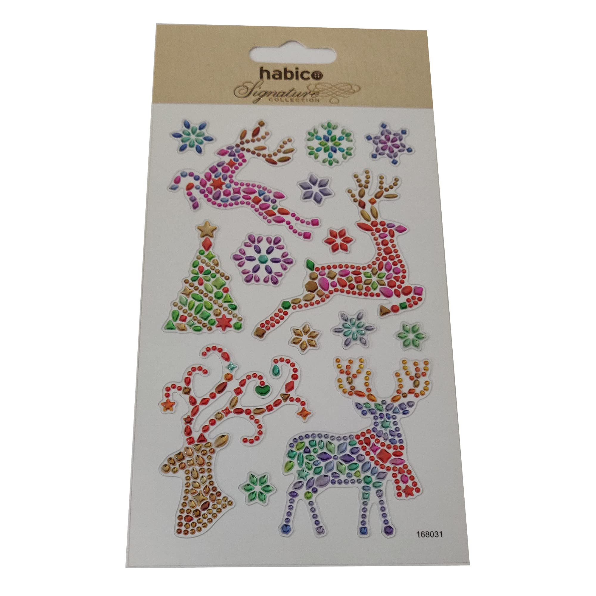 Habico Beautiful Coloured Crystal Stickers For Christmas Craft And Card Making (Reindeer)