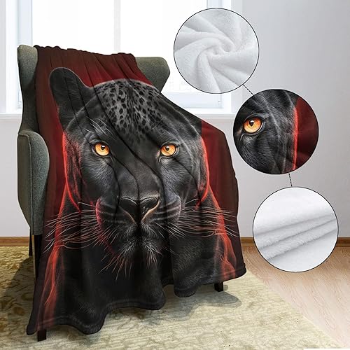 Miniatura 4 de Manta de forro polar con diseño de pantera negra, manta de felpa suave y mullida para sofá y cama, de 40 x 50 pulgadas