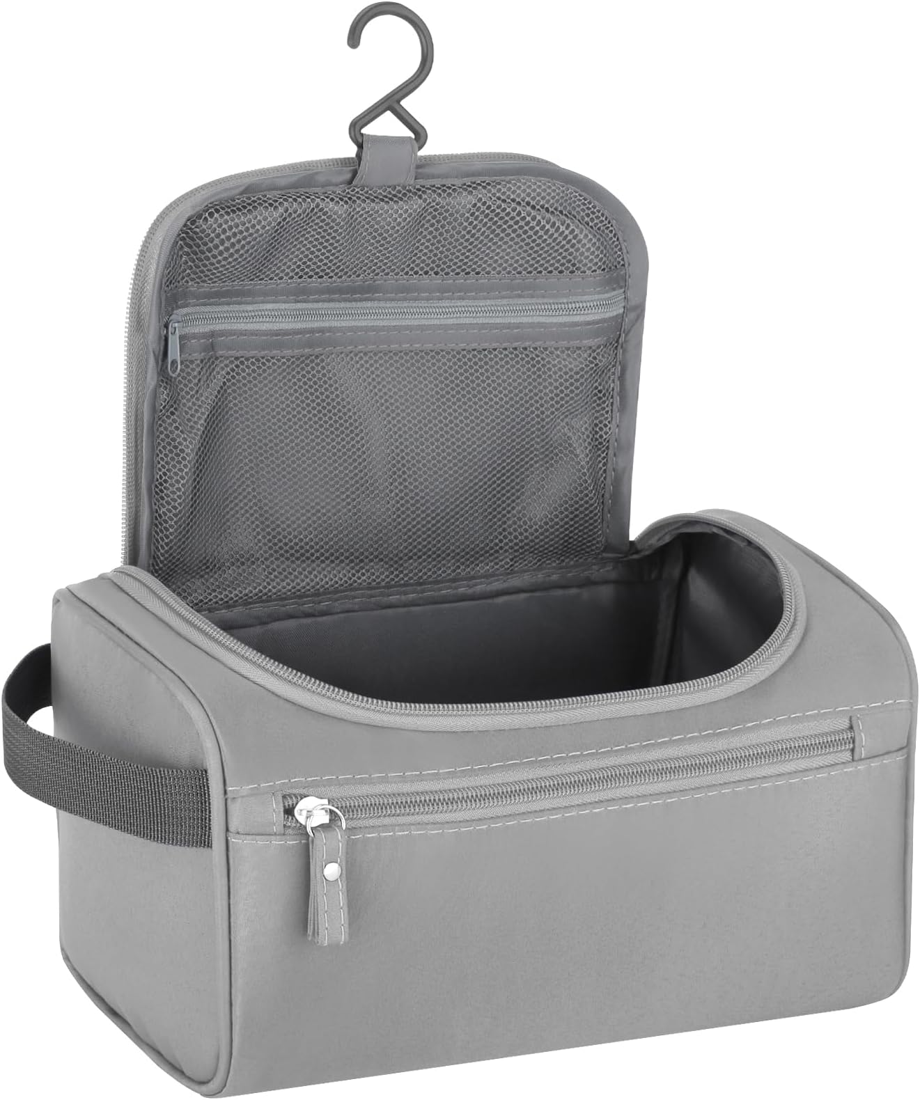 HAOGUAGUA Hanging Travel Toiletry Bag, Dopp Kit Shaving Wash Bag for Men, Cosmetic Makeup Organizer for Women (Grey)