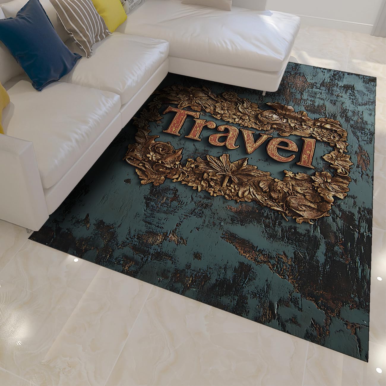 Dywaniki podróżne 160 x 230 cm Dywan z krótkim włosiem z krótkim włosiem w stylu vintage do salonu sypialni