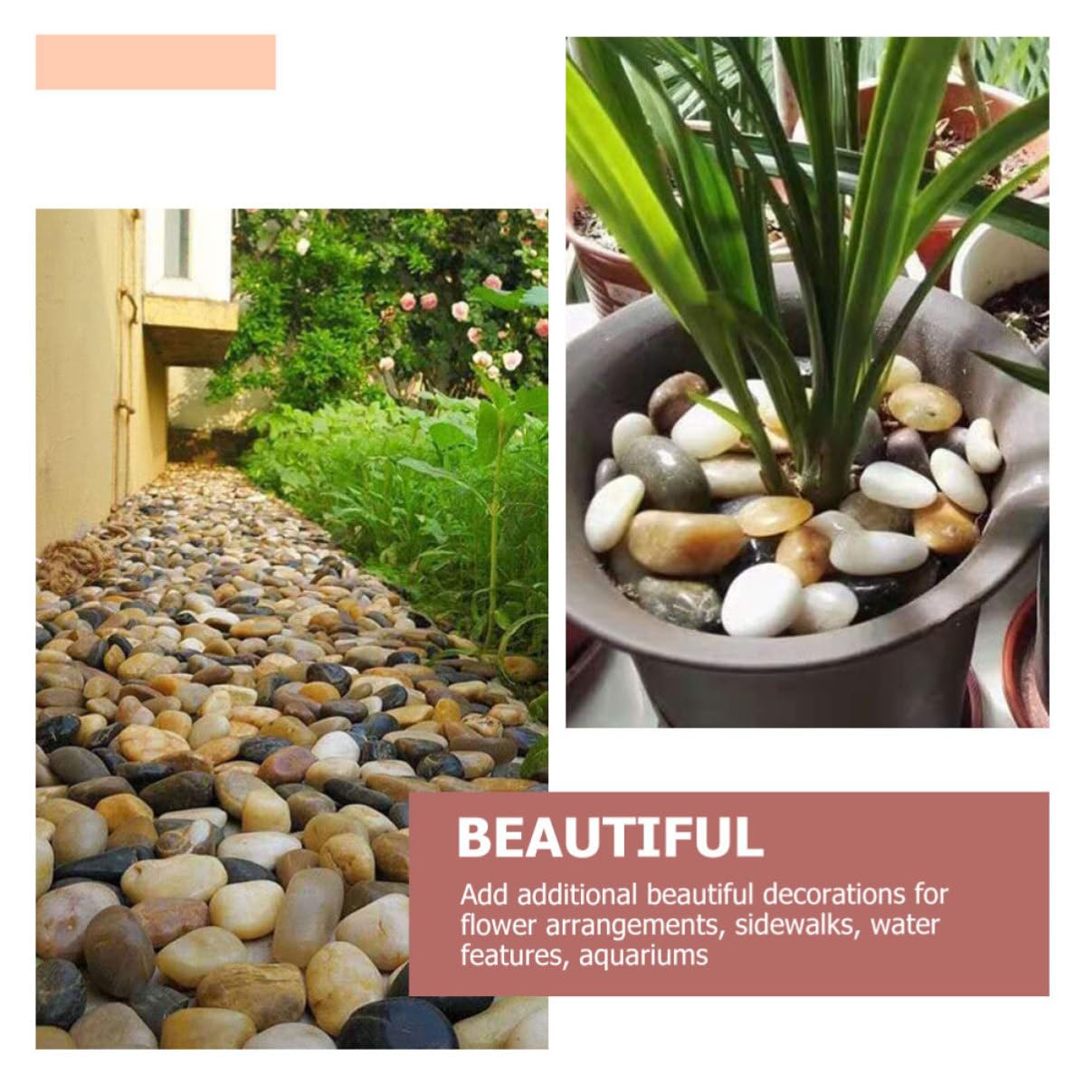 Decorative Stone Pebbles 3 Packs for Aquarium and Vase Display