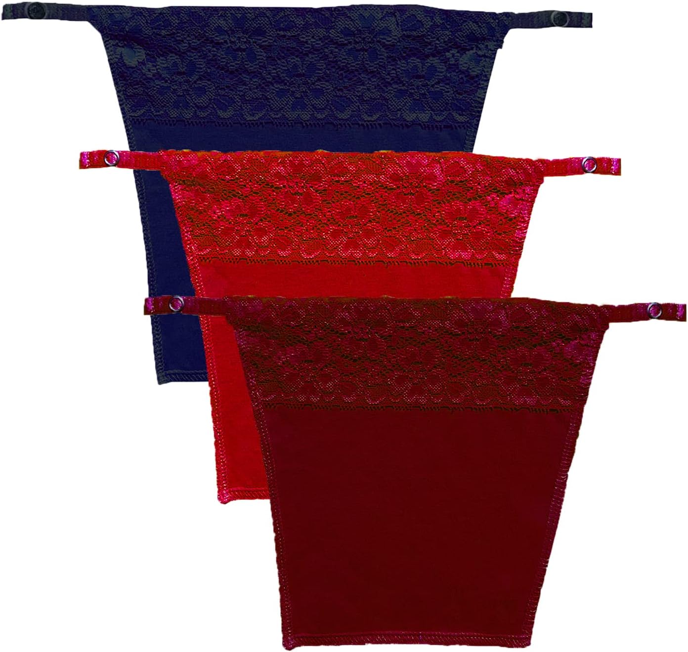Shoppy Villa - Cotton Clip On Camisole for Women Mock Lace | Cleavage Cover | Deep Neck Cover Up Inners Cami Secret | Slip for Women Inner | Free Size | Set of 3