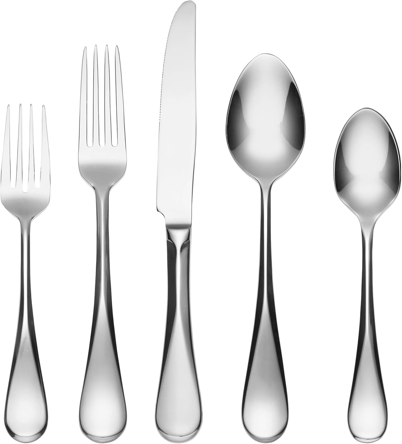 Cambridge Silverware Set, Eloquence Mirror 20-Piece Flatware Set, Service For 4, 18/10 Stainless Steel, Dishwasher Safe, Flatware Cutlery Sets, Utensils, Knives Spoons and Forks (Silver, 20 Pieces)
