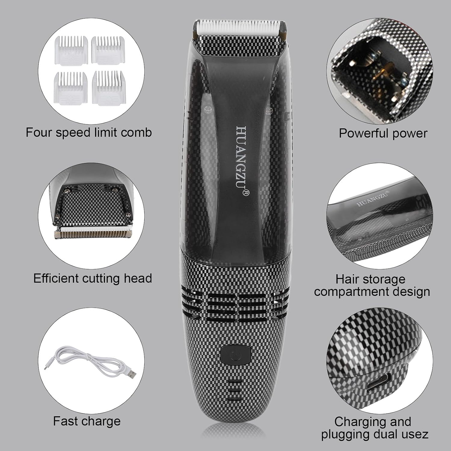 Beard Trimmer, Hair Trimmer Cordless Automatic Hair Clipper & Trimmer,USB Rechargeable Body Hair Trimmer for Men Children Women