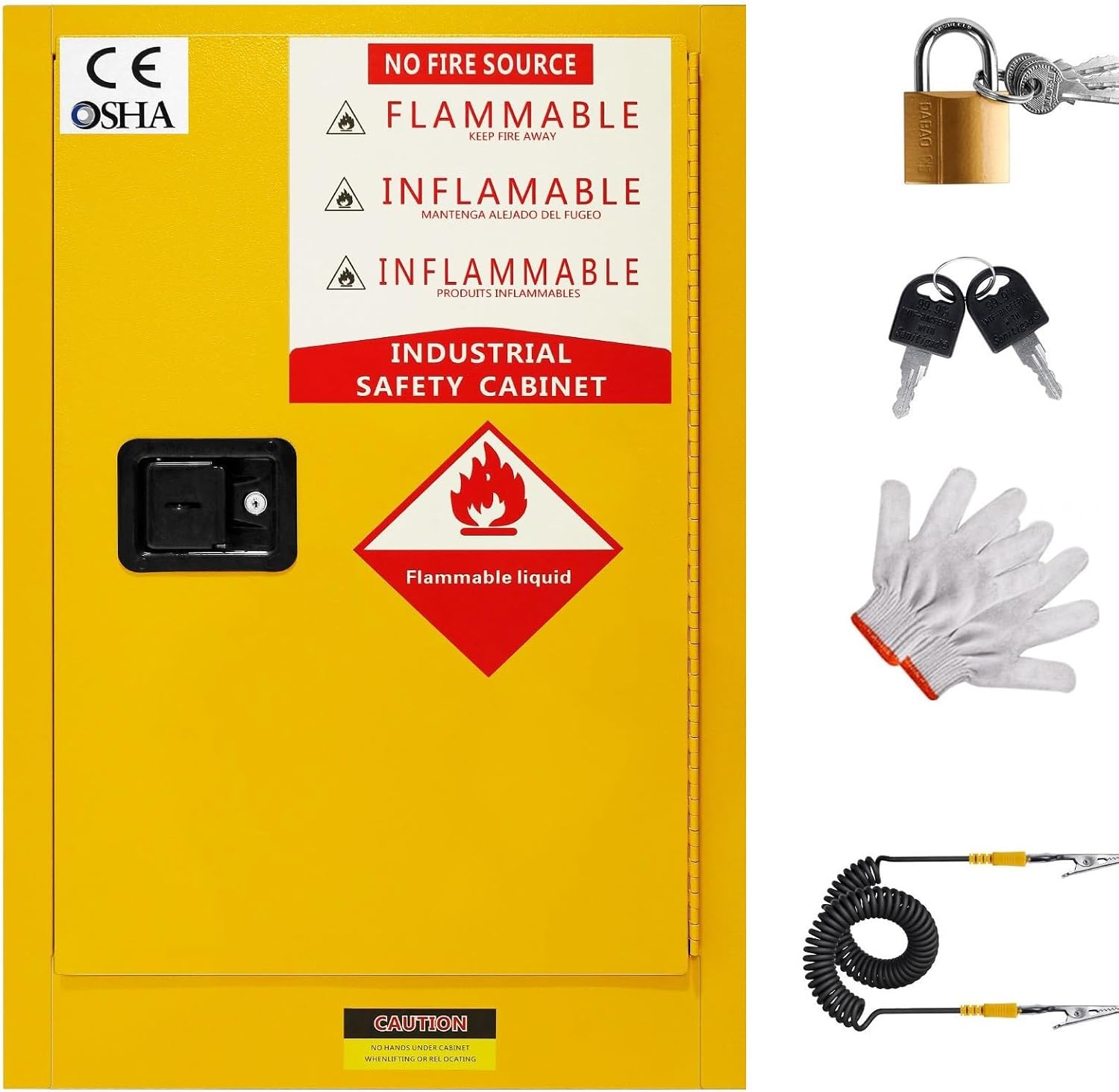 22 Gallon Flammable Liquid Storage Cabinet Locker 35''x23''x18'' Chemical Safety Cabinet Hazardous Material Storage Cabinet, Manual Lockable Cabinet for Flammable Liquid Safety Storage
