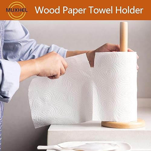 Miniatura 5 de 4 soportes para toallas de papel de madera, soporte para toallas de papel de madera, soporte antideslizante para rollos de papel para encimera de