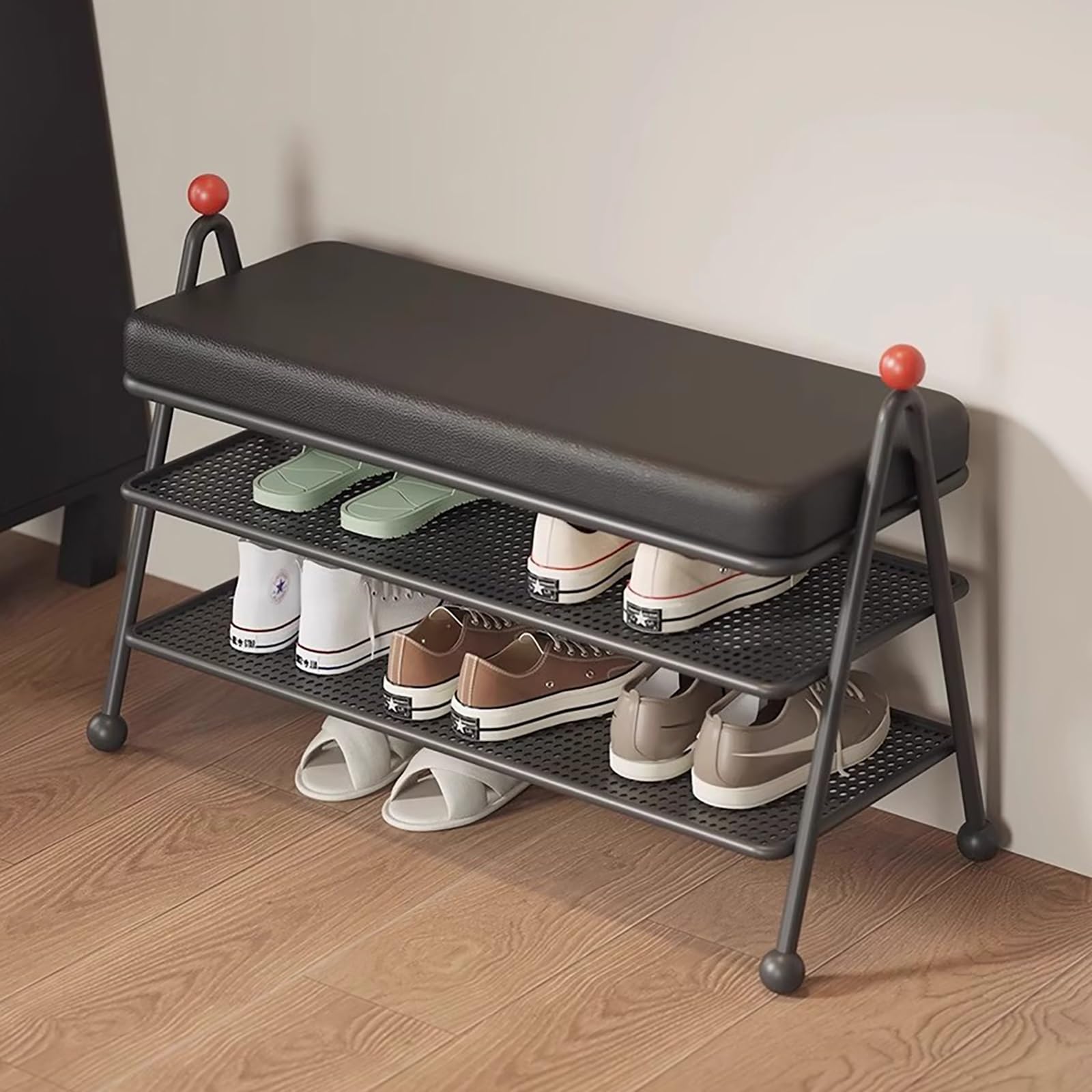 Meuble chaussures entrée banc noir pour organiser le salon
