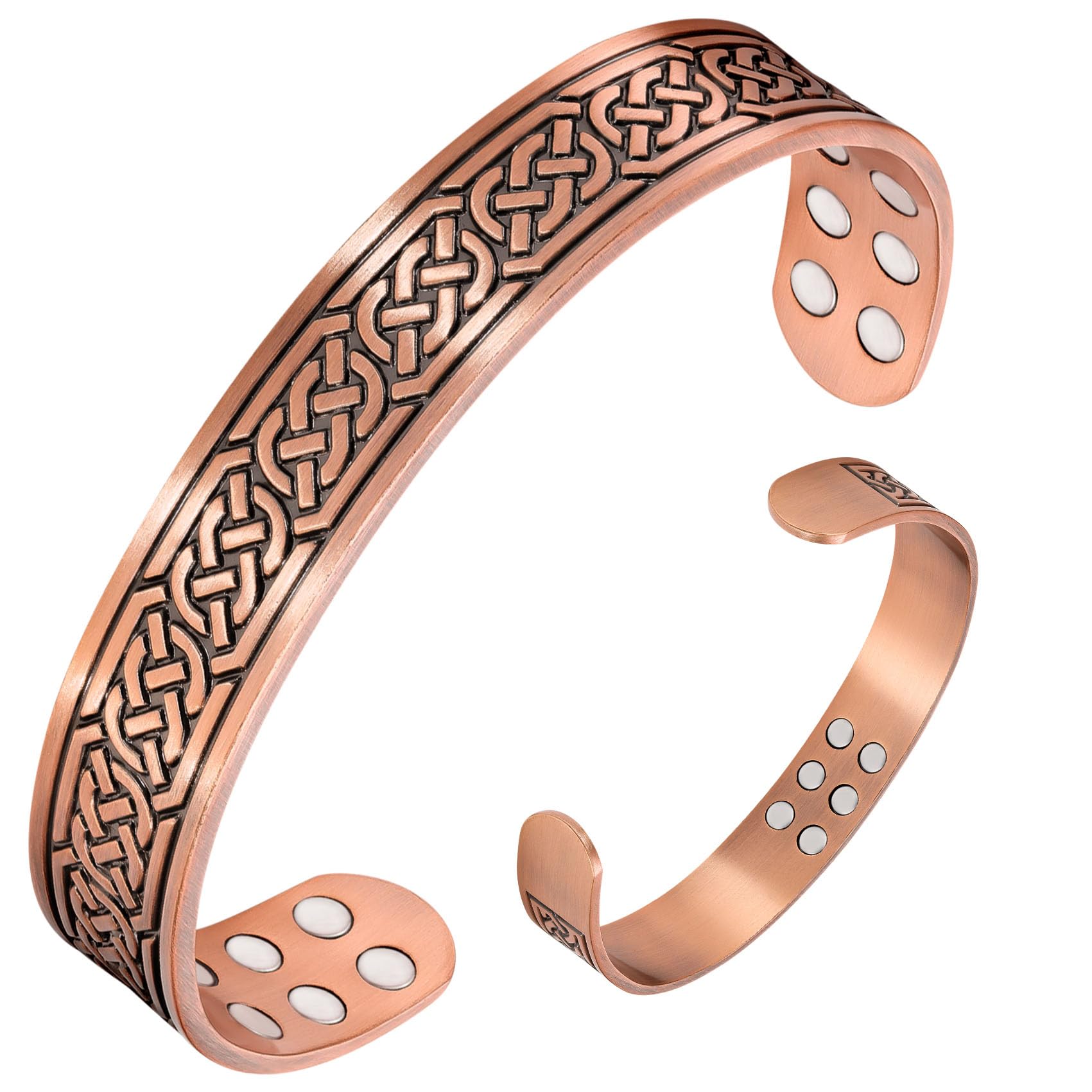 18X Men Coppr Bracelet,99% Solid Pure Copper Magnetic Bracelet with Ultra Strength Magnets,Adjustable Bangle with Gift Box.