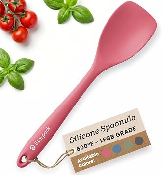 StarPack Silicone Spoonula The All-Rounder 11 Inch - LFGB Spoon Spatula, 600F Heat Resistant, BPA-Free - One-Piece Seamless, Dishwasher Safe - for Nonstick Cookware, Earthy Pink