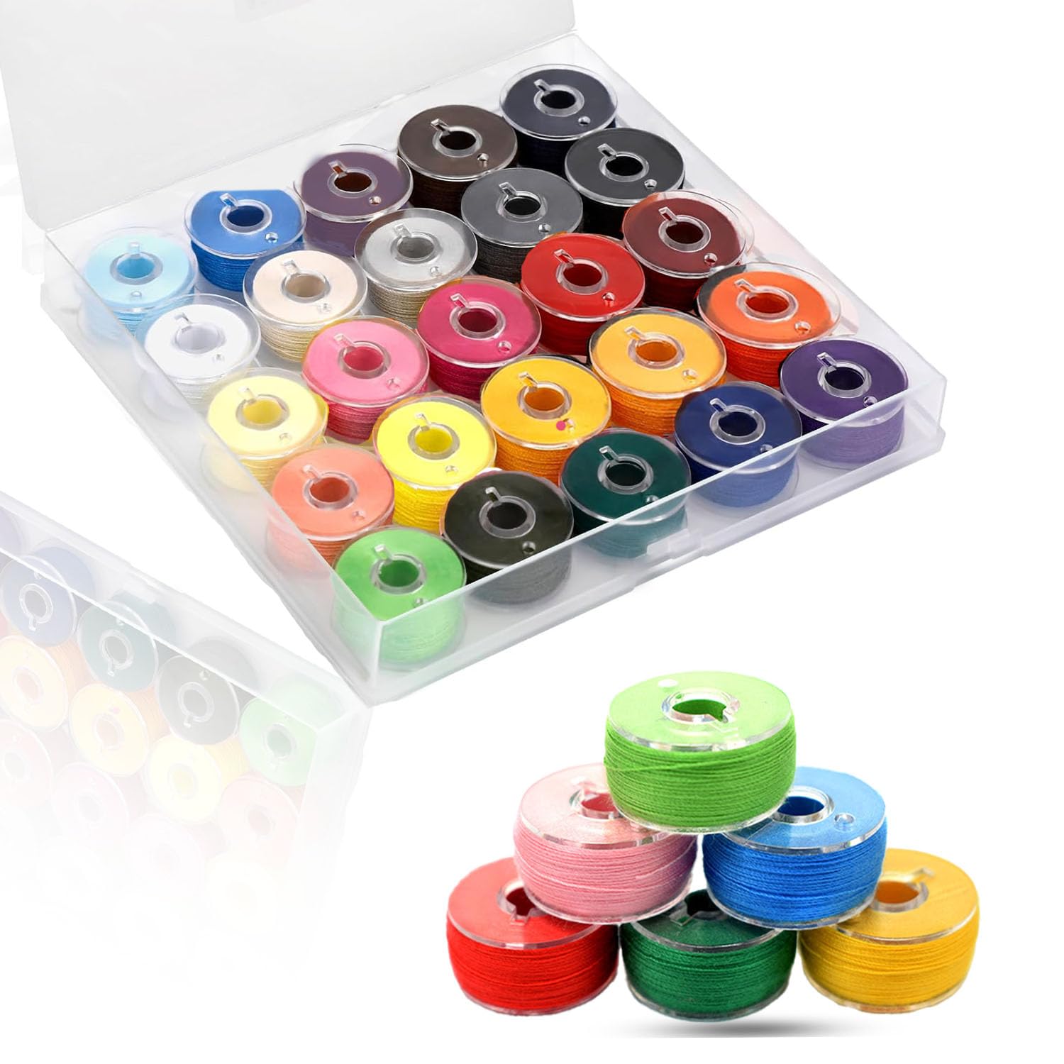 Sewing Thread Kit, 25 Pcs Bobbins for Sewing Machine, Size A SA156 Bobbin Thread for Brother Embroidery and Sewing Machines DIY Projects