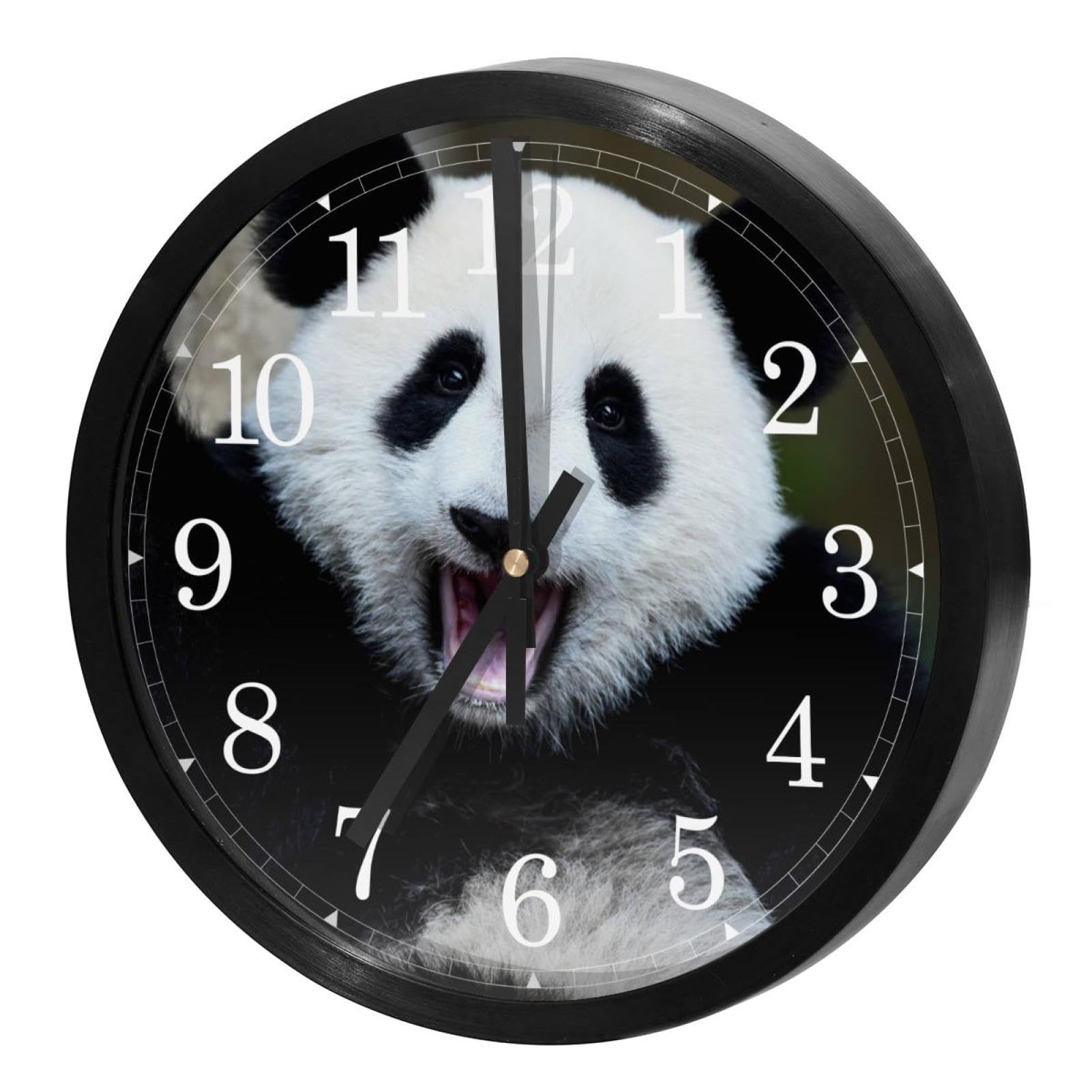 Horloge murale pour maison et cuisine Hello Pnda Baby ronde et silencieuse