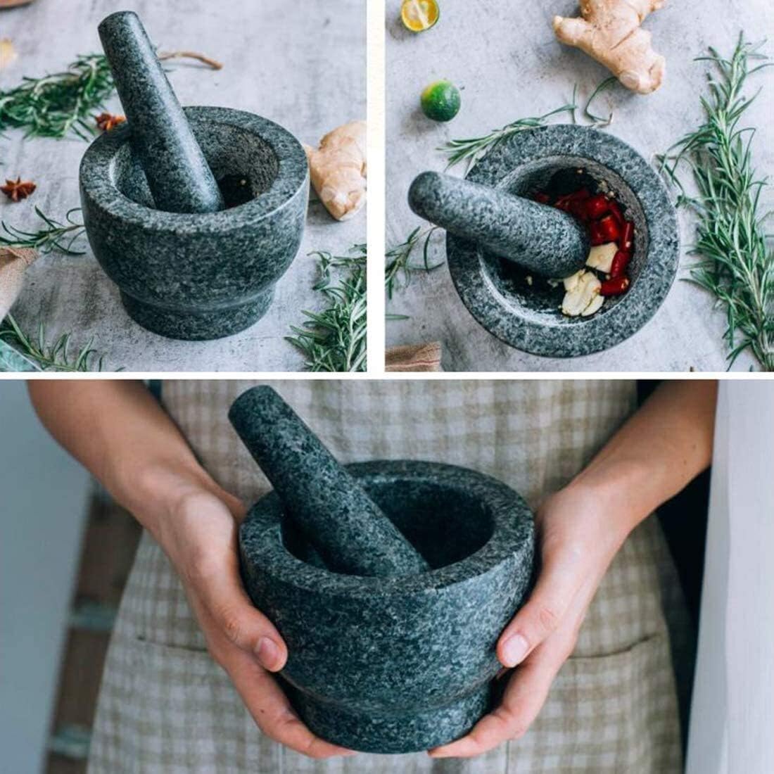 Set Stone Grinder Pestle and Mortar Set Made in Solid and Granite Paste Com