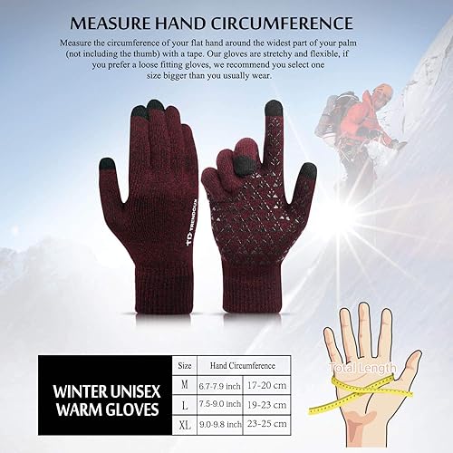 Miniatura 5 de TRENDOUX - Guantes de invierno para hombre y mujer, de punto, térmicos y cálidos, con pantalla táctil para clima frío, ideales para correr, conducir