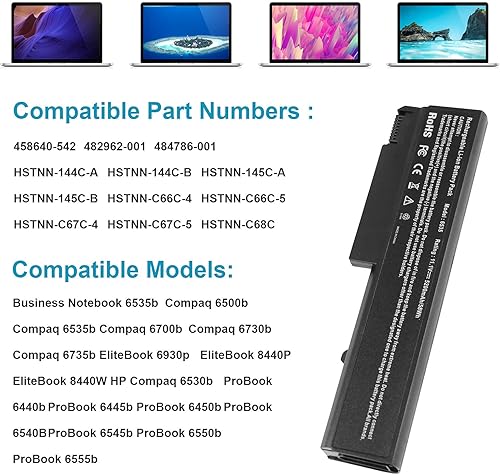 Miniatura 5 de Fancy Buying 482962-001 486296-001 HSTNN-UB69 Batería compatible con HP EliteBook 8440P 6930P 8440W ProBook 6440B 6445B 645B 6540B 6550B 6555B