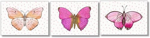 Miniatura 3 de Butterfly Wall Art Prints - Watercolor Pink Butterflies Decor - (Set of 8) - 5x7 - Unframed