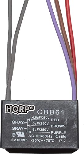 Miniatura 6 de HQRP Condensador de ventilador de techo CBB61 1uf+2uf de 3 cables con certificación UL