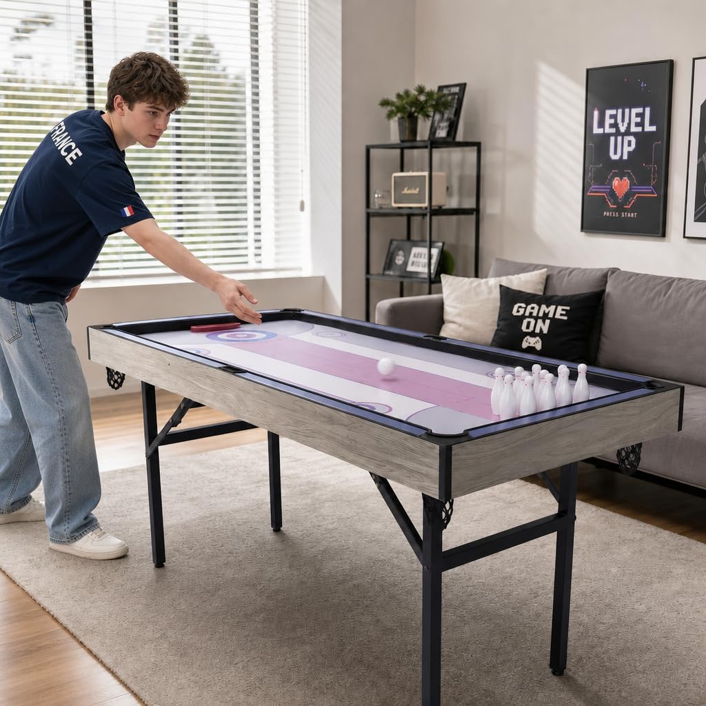 hotsizz Multifunktionale Spieltische,137×68.5×78.5cm,Enthält Billiardtisch/Tischtennisplatte/Sandfox-Ball/Bowling，EIN Spieltisch für Erwachsene und Kinder