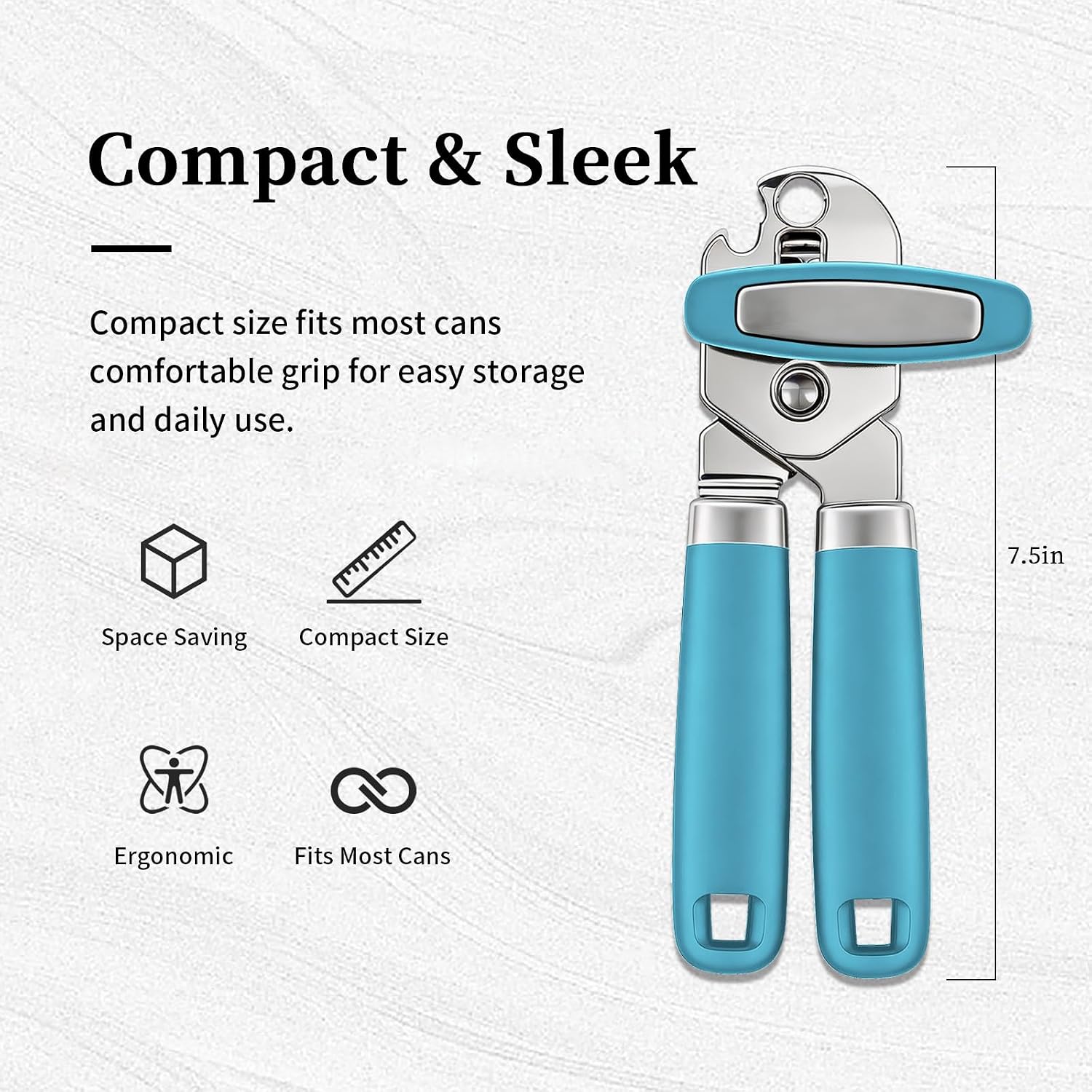 Can Opener Manual, Hand Heavy Duty Stainless Steel Bottle Opener Comfortable Handle, Sharp Blade Smooth Edge, Multifunctional Kitchen Tool, Blue