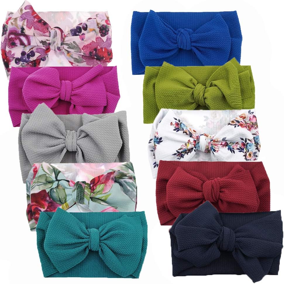 KIDOCHEESE Big Bows Baby Girl Headbands with Bows Elastics Nylon Hairbands Oversized Head Wraps Large Hair Bow Hair Accessories for Baby Girls Newborn Infant Toddlers Kids