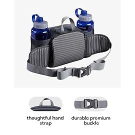 WATERFLY Fanny Pack Waist Bag: Fannie Pack 2 Water Bottle Holders Lumbar Belt Hiking Walking Running Jogging Camping Large Woman Man (Bottle Not Included)