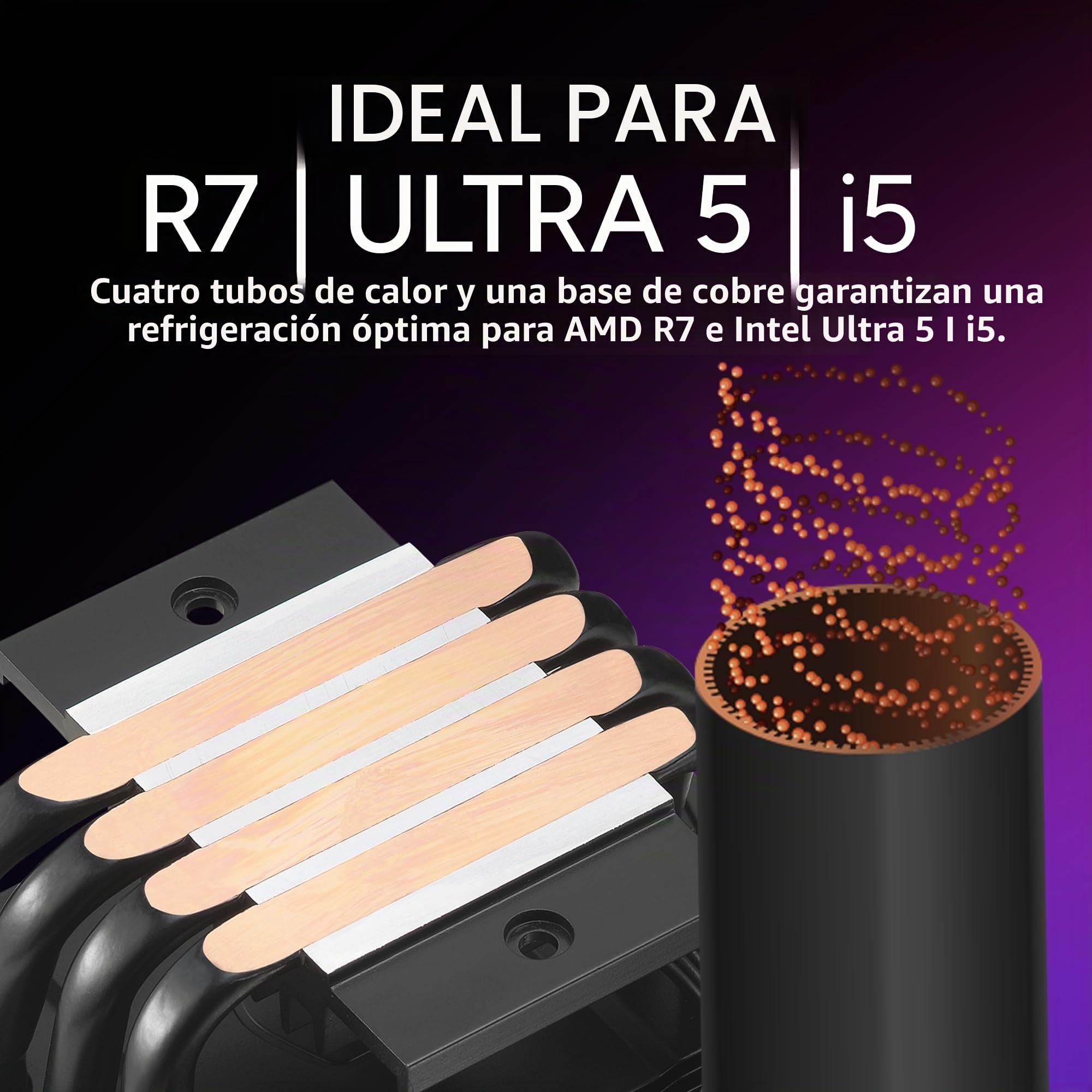 Cooler Master Hyper 411 Nano - Enfriador de aire para CPU, ventilador SickleFlow 92 PWM, 4 tubos de calor de cobre, 136 mm de alto, cubierta superior elegante, soportes AMD Ryzen AM5|AM4, Intel LGA