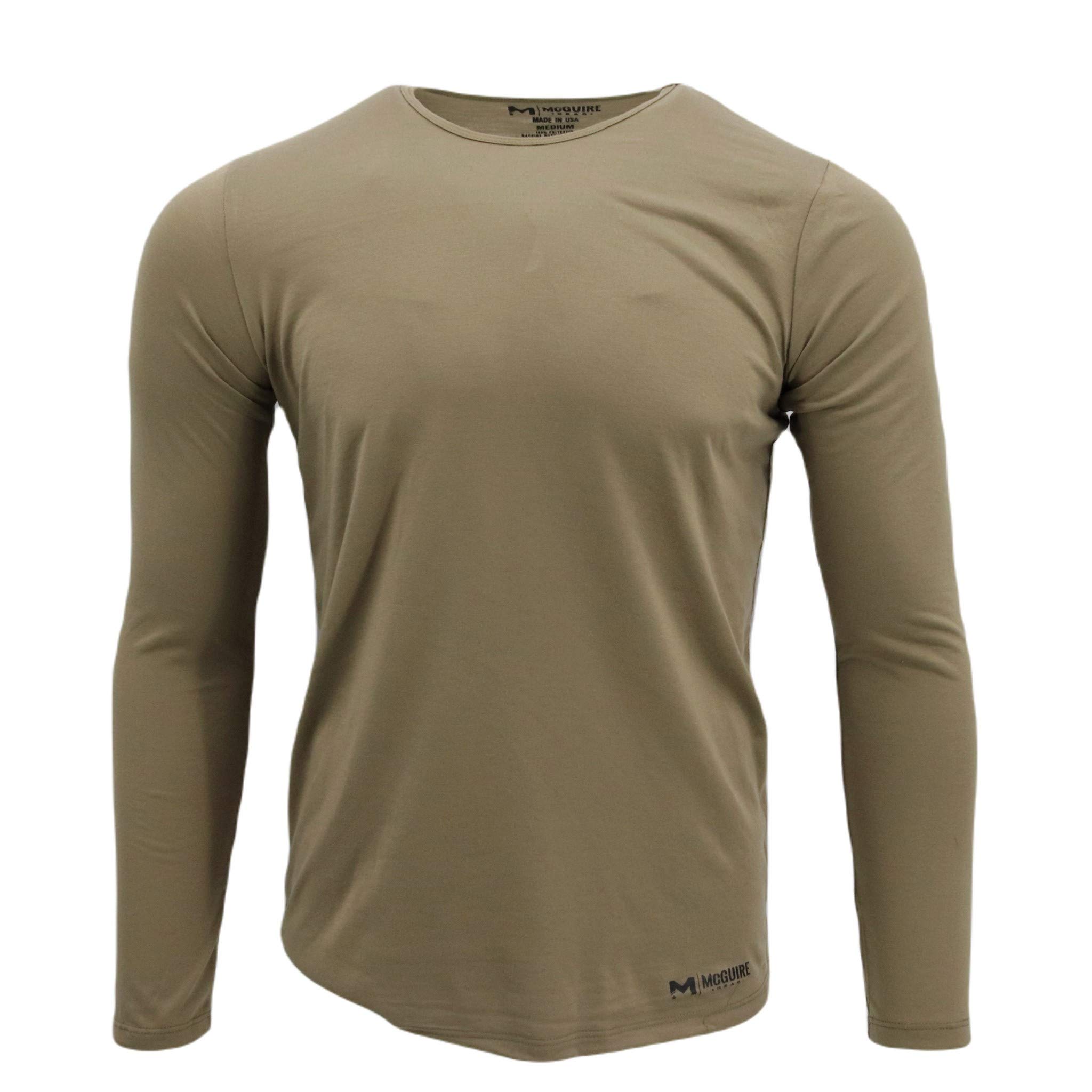 Polyester Thermal Top, Base Layer, Moisture Wicking, Made in USA, Tan 499