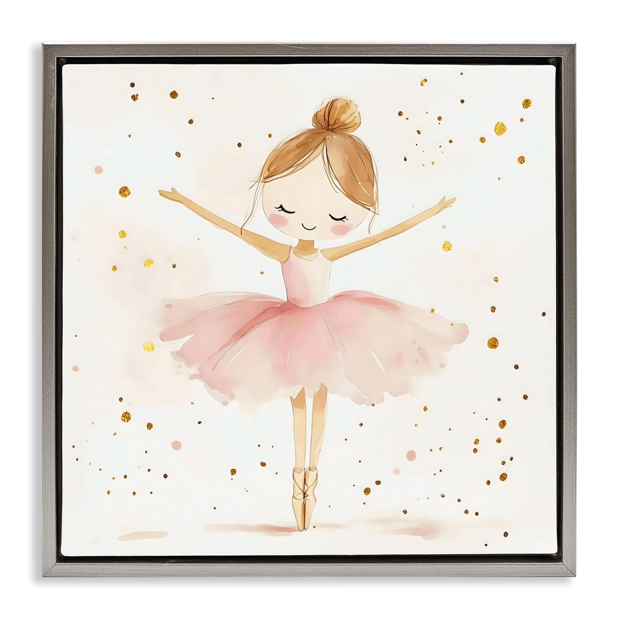 Stupell Industries 'Ballerina On Her Toes', Floating Frame Canvas Art, Gray, 25 x 25 Inches, Easy to Hang and Sturdy, Made in USA, by Creative Studio