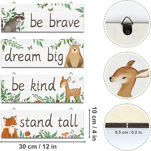 Miniatura 5 de decalmile 4 letreros colgantes de madera de animales del bosque, oso de bosque, decoración de pared de madera, decoración de pared de bebé,