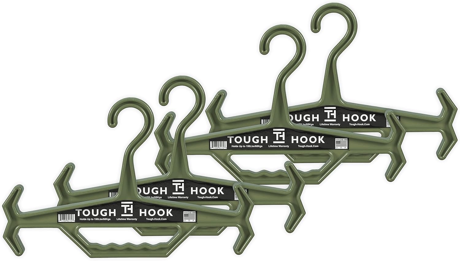 Original Heavy Duty Hanger, Anti-Slip Tactical Hanger for Police Gear, Scuba Gear, Wetsuit and Diving BCD, 200 lb Capacity, Made in USA, Foliage Green 4-Pack