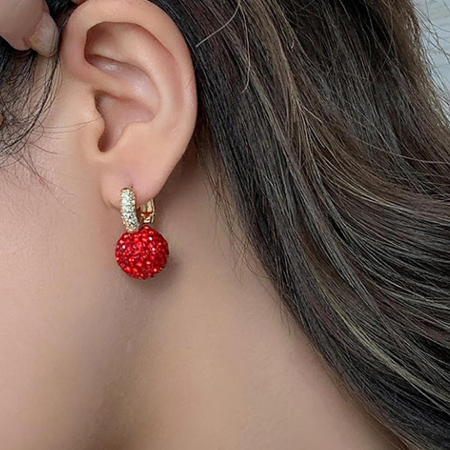 Red Earrings for Women Rhinestone Bling Earrings for Party Accessories Trendy Jewelry Gifts - Image 4