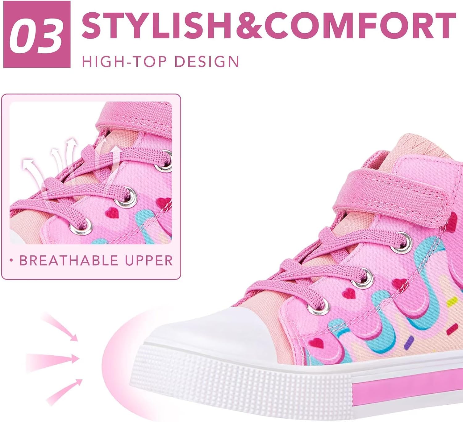 FUNCOO PLUS Boys Girls Light Up Shoes Toddler Canvas Sneakers Kids High Top Fashion Shoe