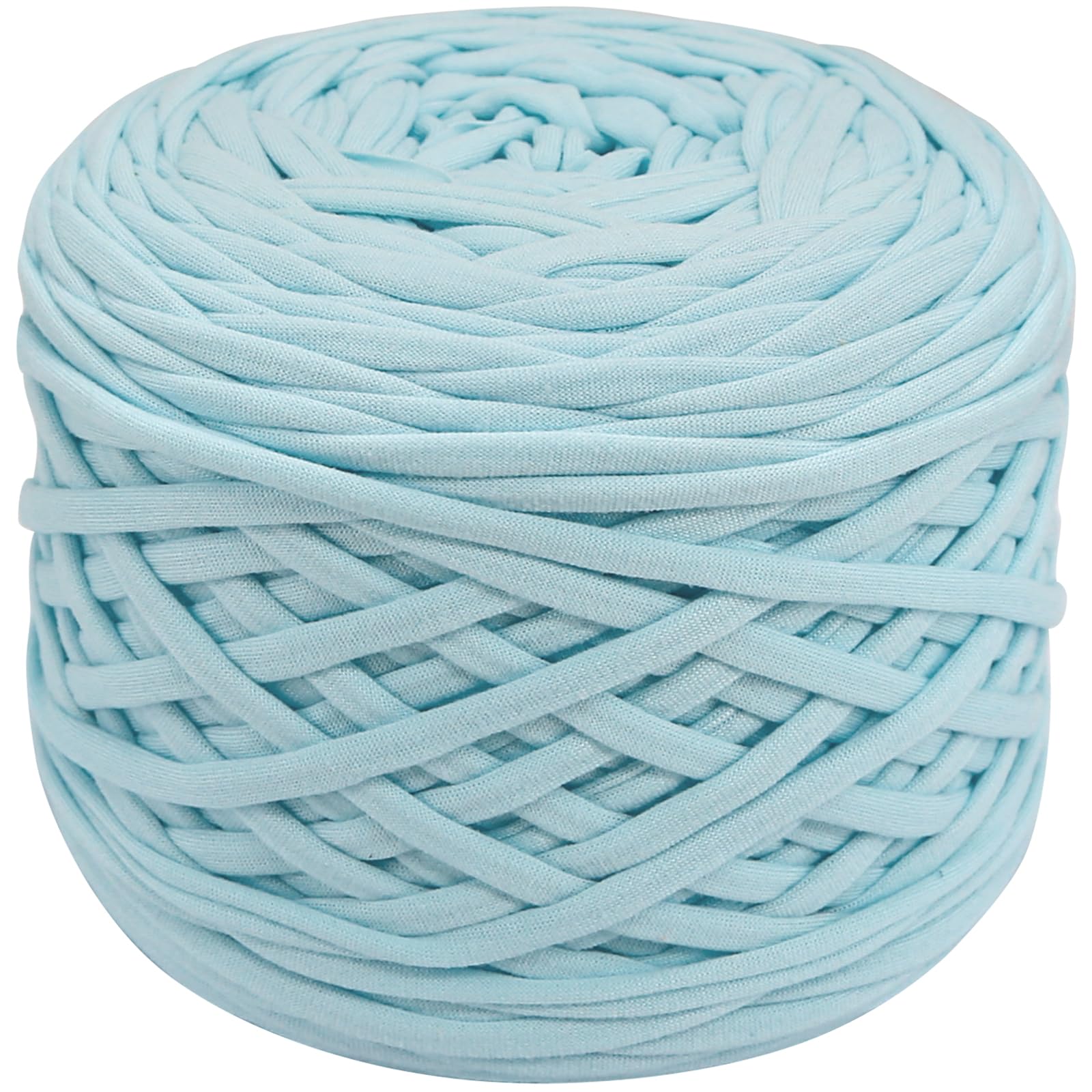 400g T-Shirt Elastic Fabric Crochet Cloth Yarn for DIY Knitting 120m Spaghetti Thick Knitting Yarn for Hand DIY Bag Basket Cushion Crocheting Projects,Home Decor(Aqua Blue)