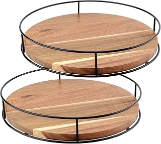 2pcs Wooden Lazy Susan Turntable, 29cm Rotating Spice Rack, Rotating Cabinet Organizer, Kitchen Cabinet Organizer, Spice Holder for Kitchen Cabinet, Dining Table Coffee Bar Storage