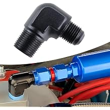6AN Male Flare to 1/8" NPT Male 90 Degree Fitting Adapter Aluminum Black