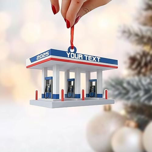 Miniatura 7 de Adorno de Navidad personalizado con bomba de gas, decoración retro personalizada para árbol de vacaciones, recuerdo único para trabajadores de