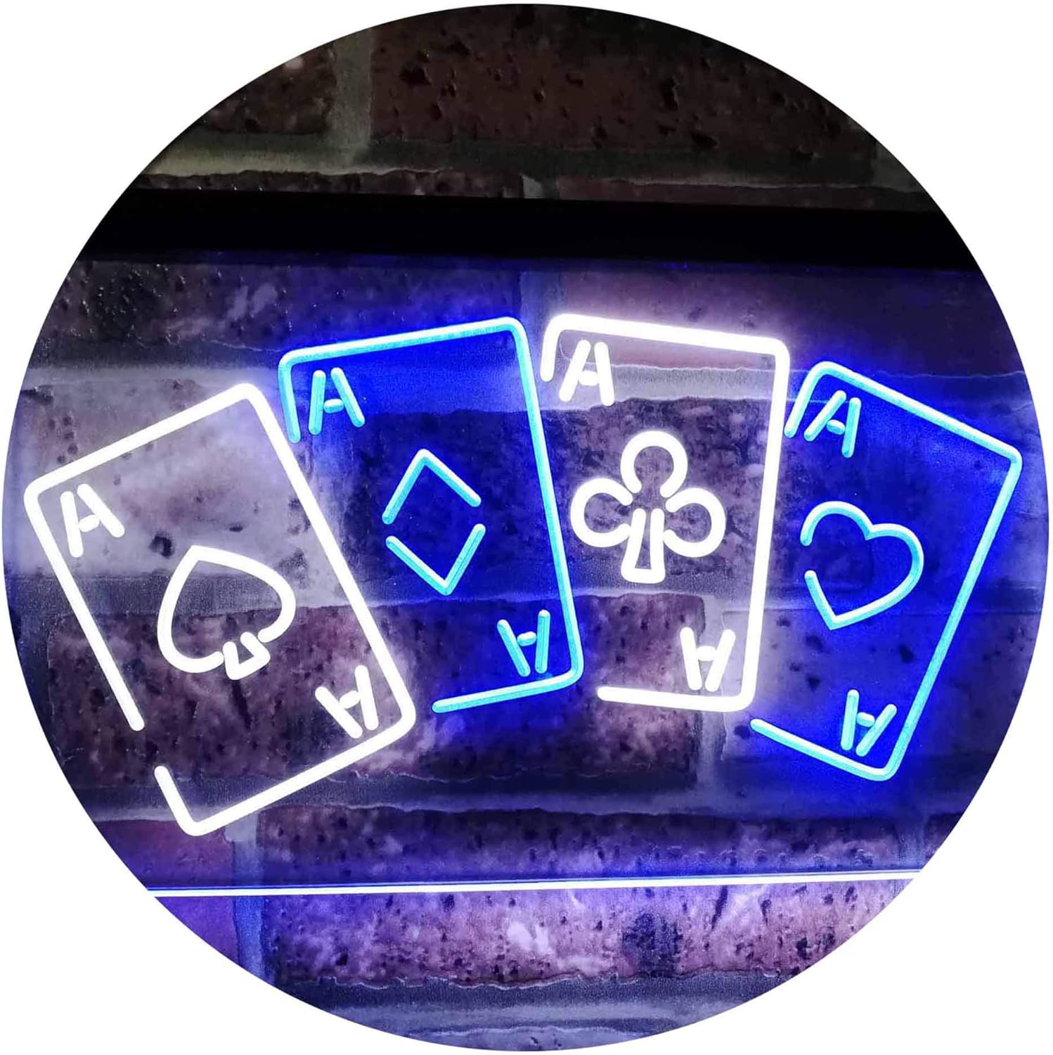 ADVPRO Four Aces Poker Casino Man Cave Bar Dual Color LED Neon Sign White & Blue 12" x 8.5" st6s32-i2705-wb