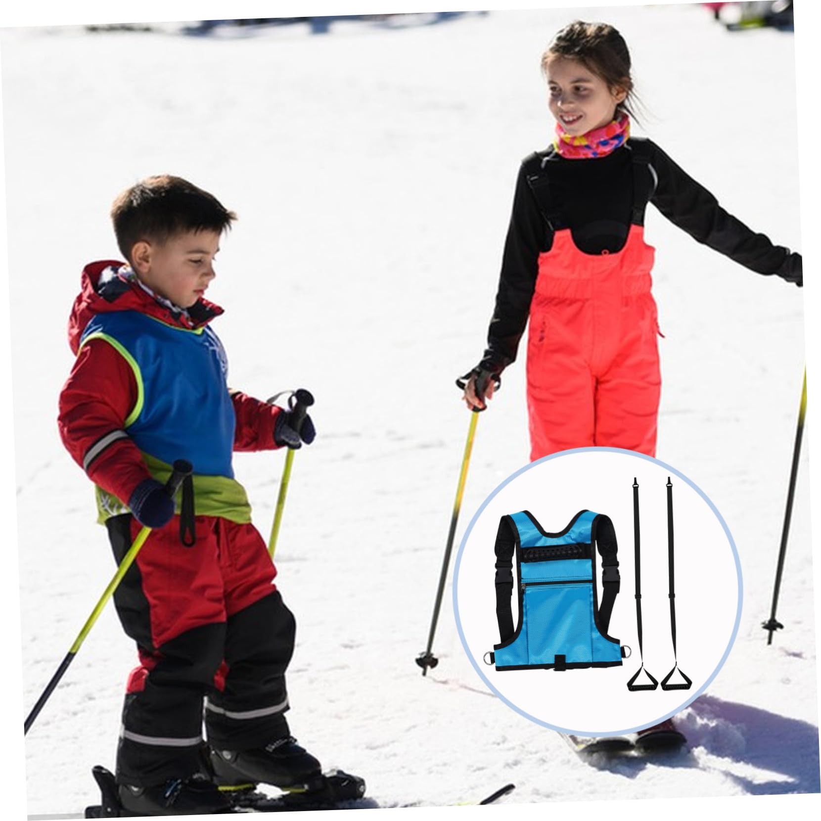 BESTonZON Imbracatura da Sci e Snowboard per Ragazzi con Tasca a Zip Regolabile Accessorio per Allenamento con Manico Traspirante e Sicurezza