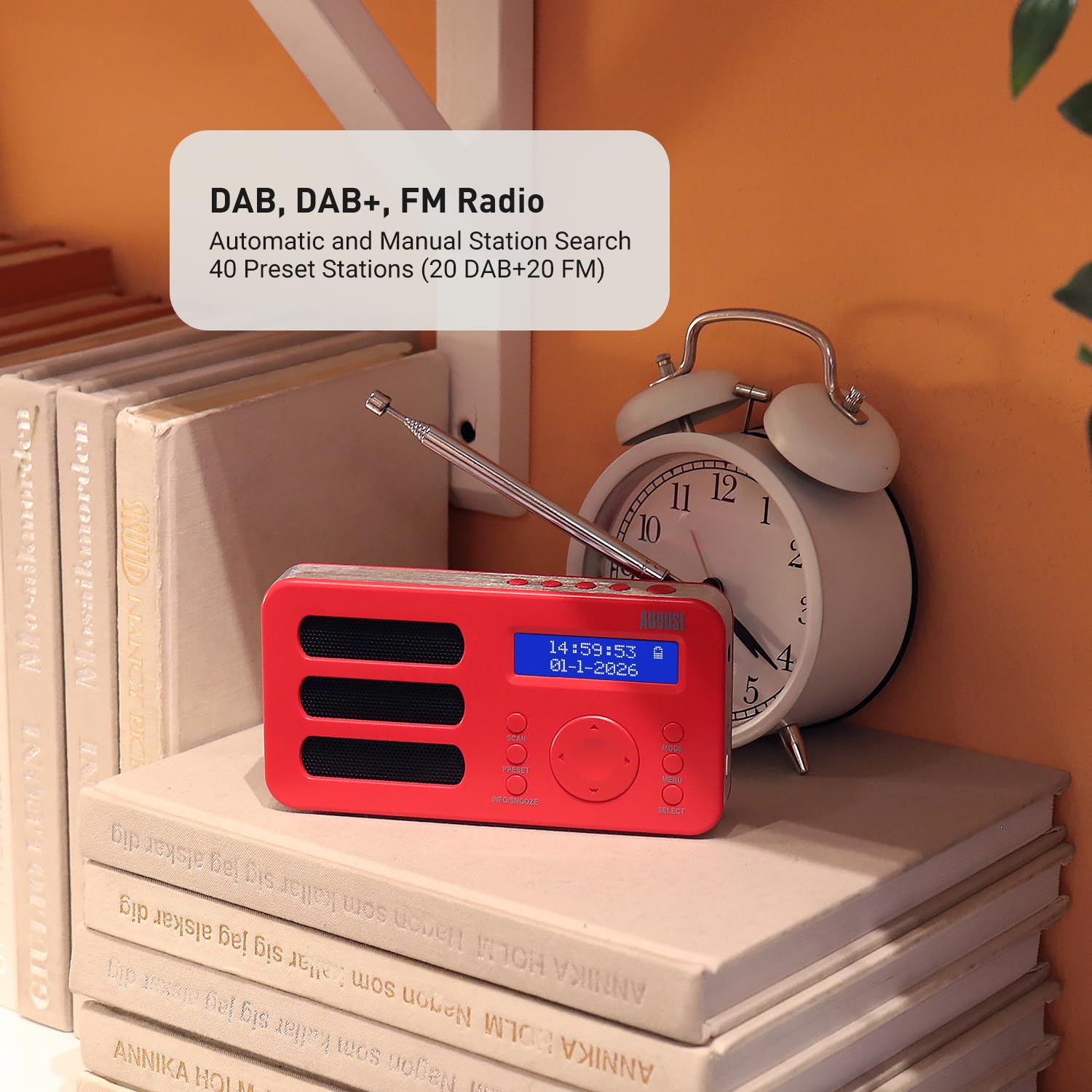 August MB225-Draagbare radio met DAB /DAB/FM RDS-functie 40