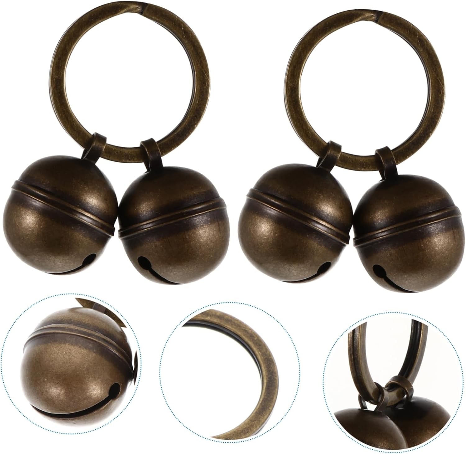 2sets Pet Collar Bells Retro Key Chain Bell for Dogs Cats Loud Sound Accessories for Training Home Decoration Includes