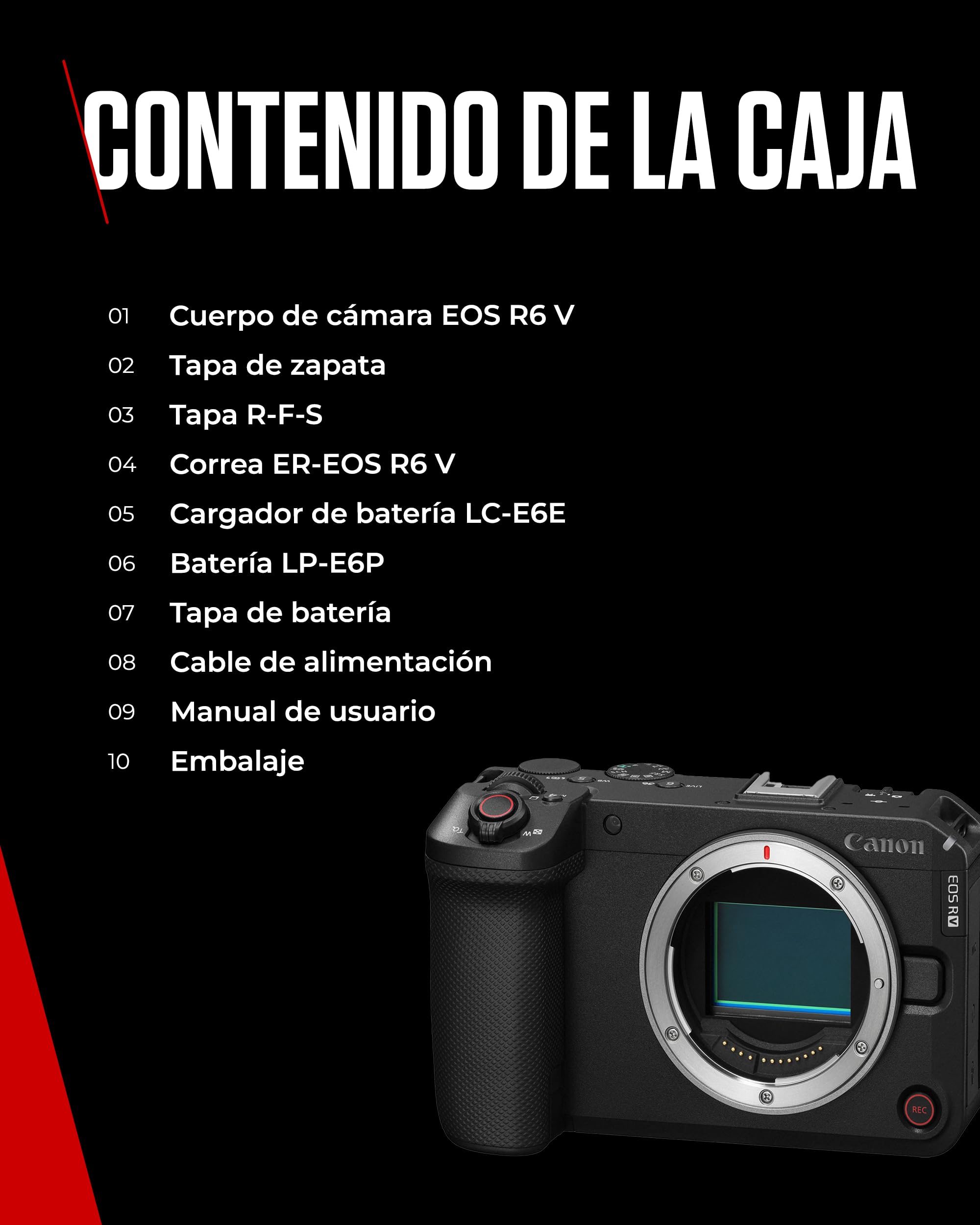 Canon EOS R6 V Cámara Mirrorless Compacta Full Frame | Vídeo 7K Raw, Estabilización Imagen y Open Gate Recording | Creación Contenido, Vlogging, Viajes | Compatible Objetivos RF