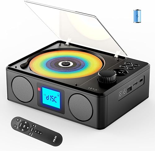 Miniatura 1 de Reproductor de CD portátil con altavoces CD Bluetooth recargable Radio FM con control remoto - MP3USBTF reproducible con sonido estéreo -