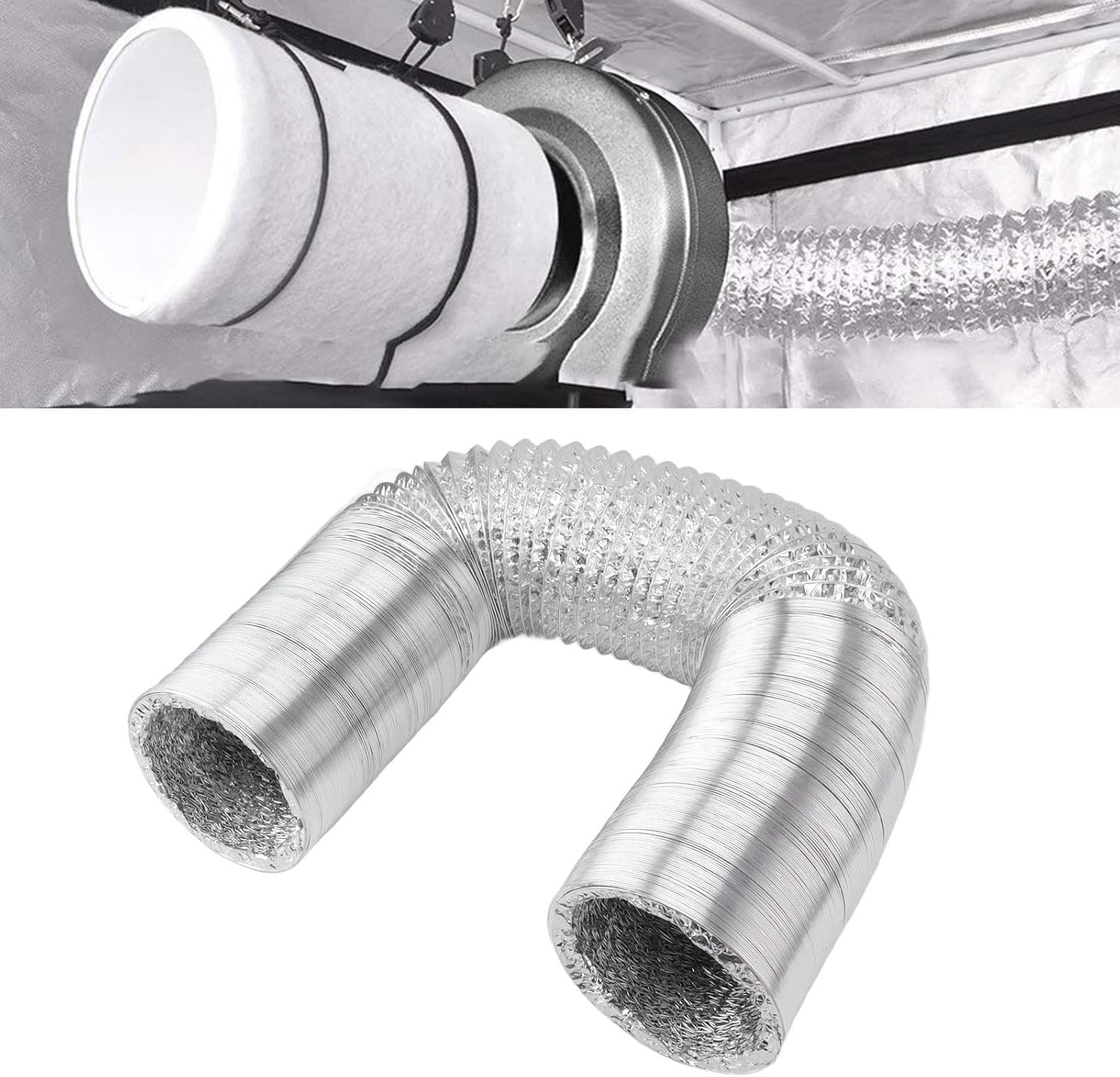 Abluftschlauch, Lüftungskanalschlauch, Innendurchmesser 50–400 mm, flexibler Kanalschlauch, 10 m, 4-lagiger flexibler Folienkanal-Trockner-Entlüftungsschlauch for Wäschetrockner, Abluftventilator, Wac