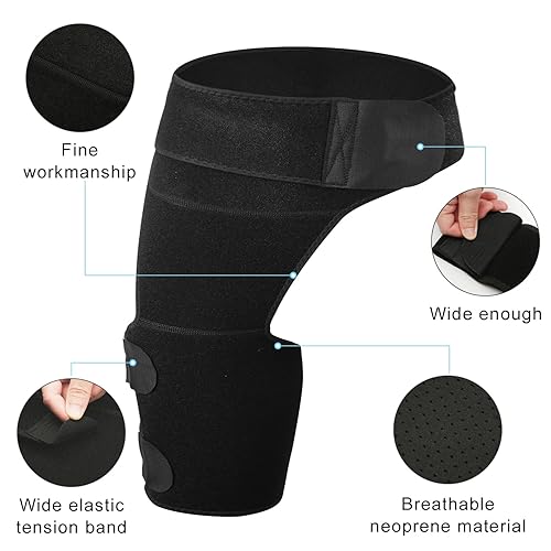 Miniatura 5 de Soporte de cadera, soporte ajustable para cadera, vendaje tirado de ingle y isquiotibiales, estabilizador de manga de compresión para hombres y