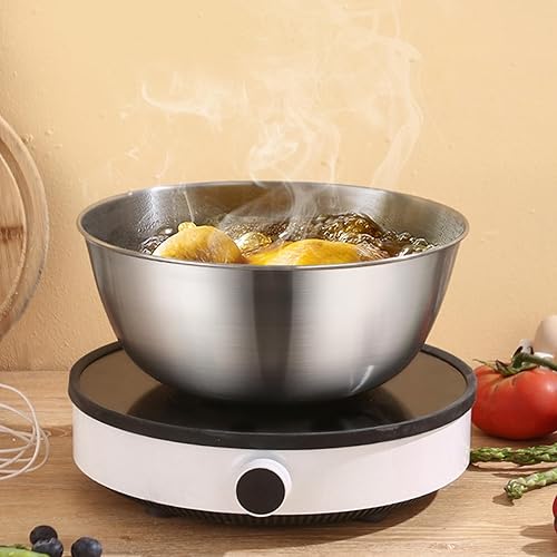 Miniatura 3 de HERCHR Cuencos para mezclar de acero inoxidable, cuencos de metal para anidar, tazón grande de acero inoxidable para servir, mezclar, hornear (11.0