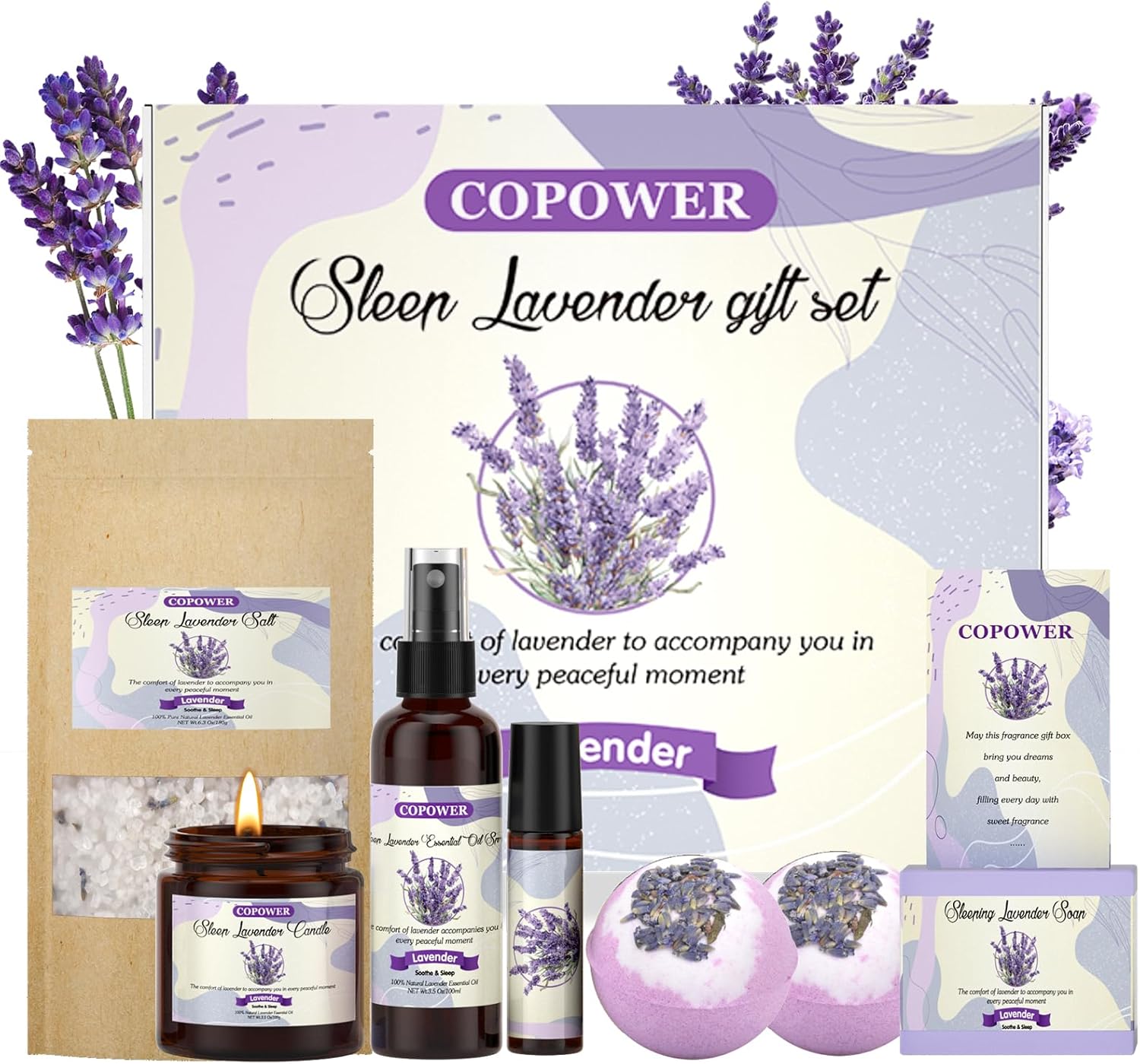 Pamper Gifts for Women, Lavender Bath Sets for Women Gifts COPOWER Oil