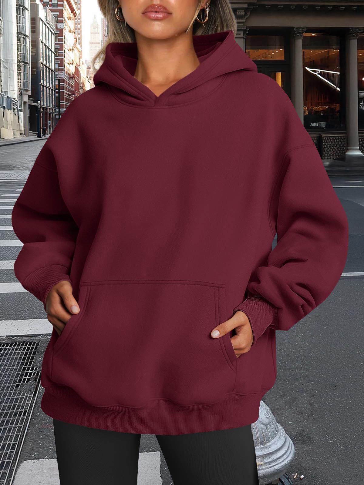 Trendy Queen Womens Oversized Hoodies Fleece Sweatshirts Fall Fashion Pullover Sweaters Winter Clothes: Deep Red X-Large