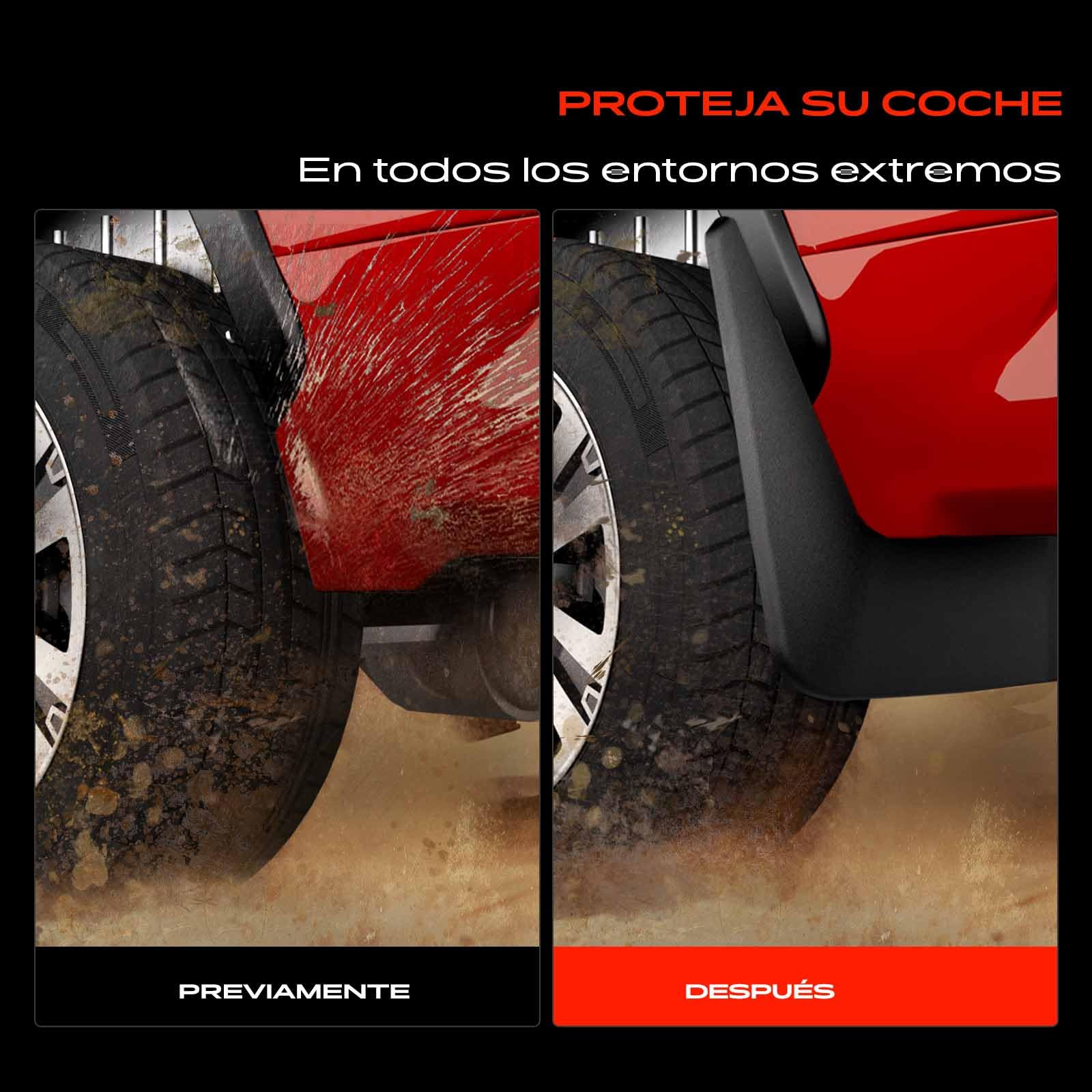 Frankberg 4X Guardabarros Universal Auto contra Salpicaduras recortables Delanteros y Traseros compatibles con Cabrio MPV Pick-ups Berlina Touring SUV Compacto Coupés y Camiones Negros 358 x 208 mm