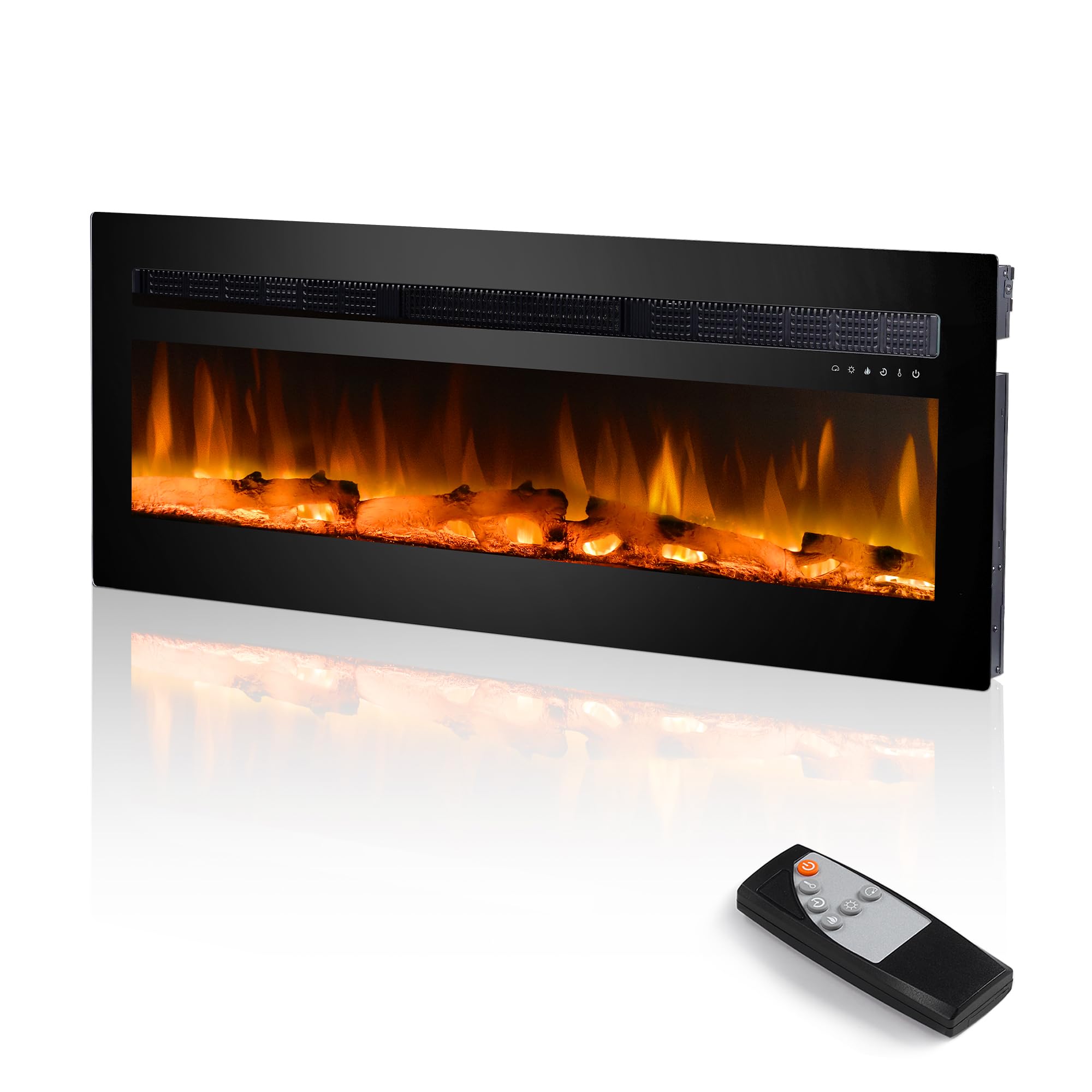 Amazon.com: 50 inches Electric Fireplace, Recessed and Wall Mounted  Fireplace, Adjustable 20 Flame Colors and 5 Speeds, Remote Control u0026 Touch  Screen with Timer, Linear Fireplace w/Thermostat, Black : Home u0026 Kitchen