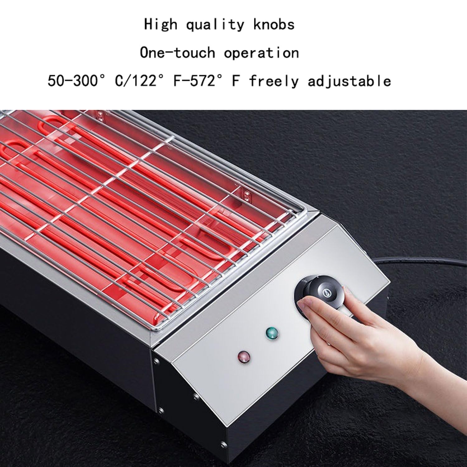 Przenośny elektryczny grill bezdymny, profesjonalna kuchenka stołowa 2800 W z pojemnikiem na olej, maszyna do grillowania sterująca od 122° F do 572° F, kratki ze stali nierdzewnej