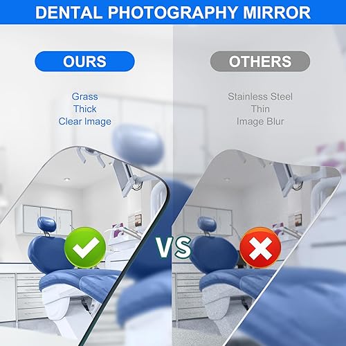 Miniatura 8 de Annhua 5 espejos de fotografía dental, espejo bucal intraoral de 2 caras con bolsa de cordón, reflector fotográfico intraoral de vidrio, espejo